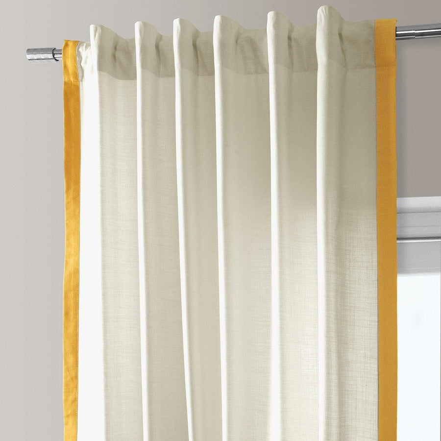 Cream & Ochre Thin Frame Bordered Dune Textured Cotton Curtain - HalfPriceDrapes.com