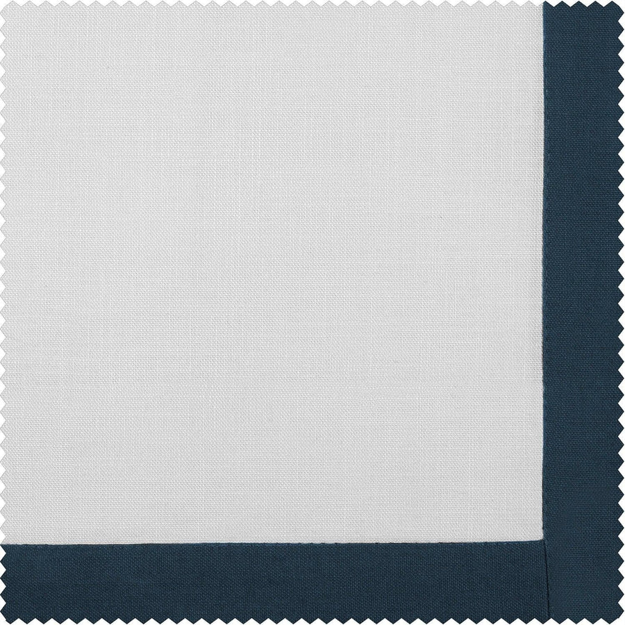 White & Navy Thin Frame Bordered Dune Textured Cotton Swatch - HalfPriceDrapes.com