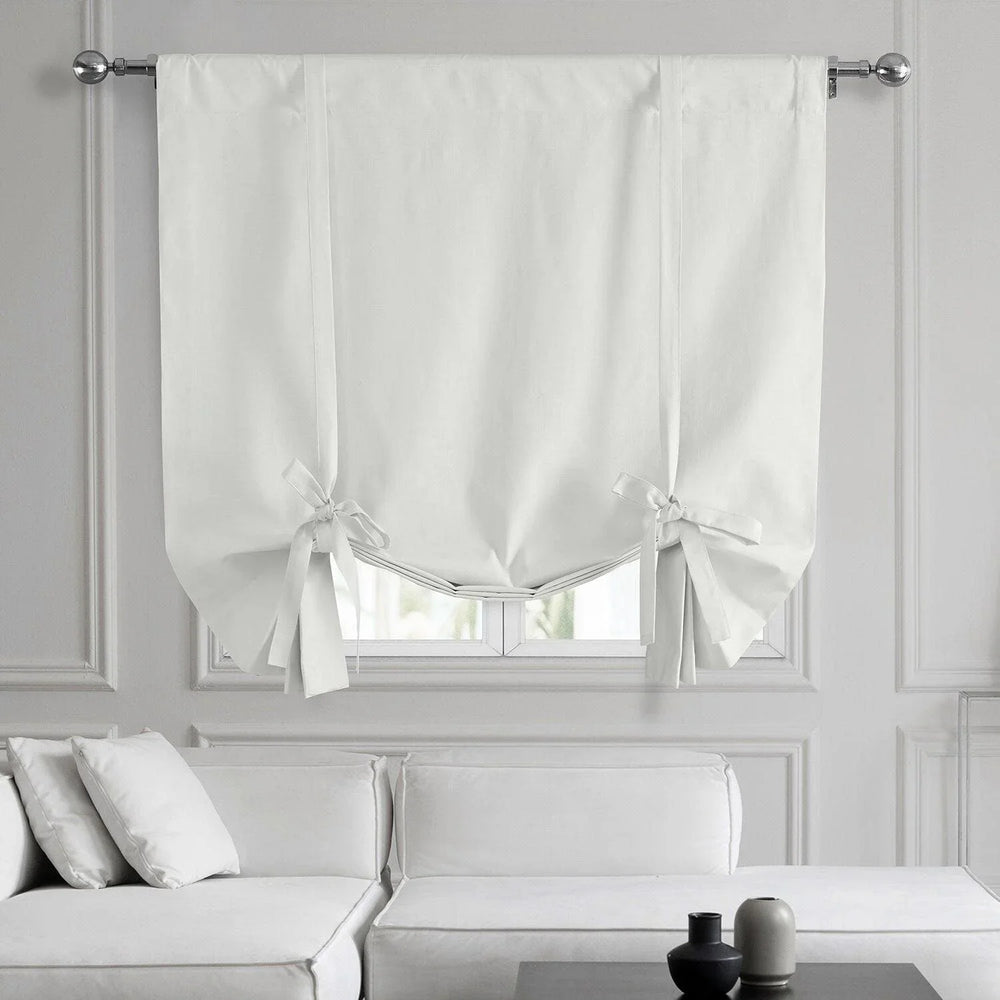 Prime White Dune Textured Solid Cotton Tie-Up Window Shade