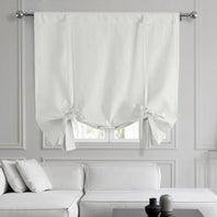 Prime White Dune Textured Solid Cotton Tie-Up Window Shade