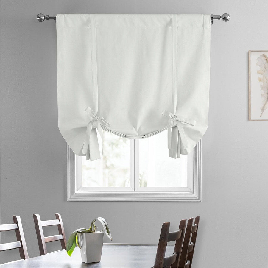 Prime White Dune Textured Solid Cotton Tie-Up Window Shade