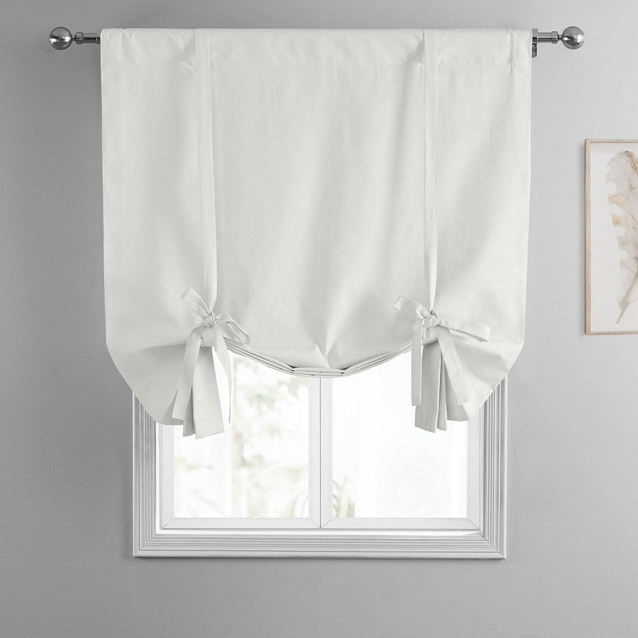 Prime White Dune Textured Solid Cotton Tie-Up Window Shade