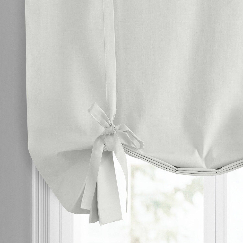 Prime White Dune Textured Solid Cotton Tie-Up Window Shade