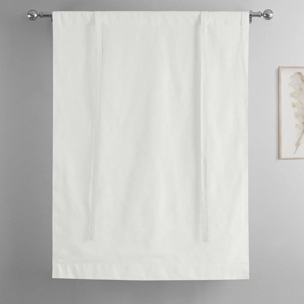 Prime White Dune Textured Solid Cotton Tie-Up Window Shade