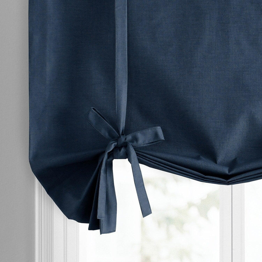 Noble Navy Dune Textured Solid Cotton Tie-Up Window Shade