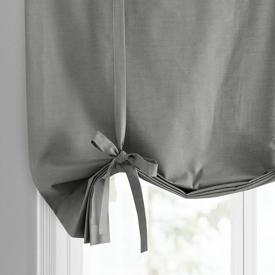 Dark Grey Dune Textured Solid Cotton Tie-Up Window Shade