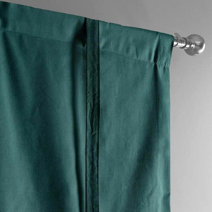 Dark Teal Green Dune Textured Solid Cotton Tie-Up Window Shade