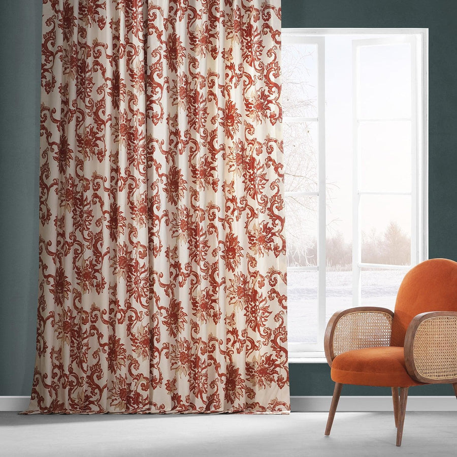 Edina Washed Rust Printed Cotton Custom Curtain - HalfPriceDrapes.com