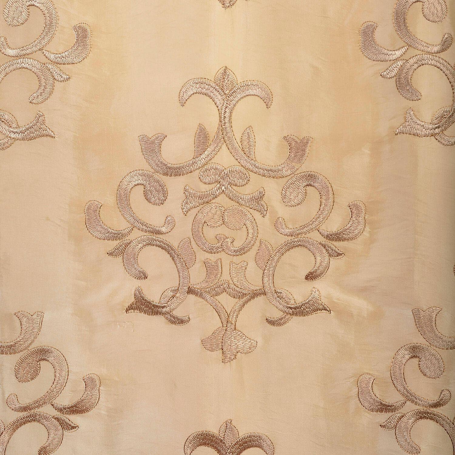 Ankara Champagne Beige Designer Embroidered Swatch - HalfPriceDrapes.com