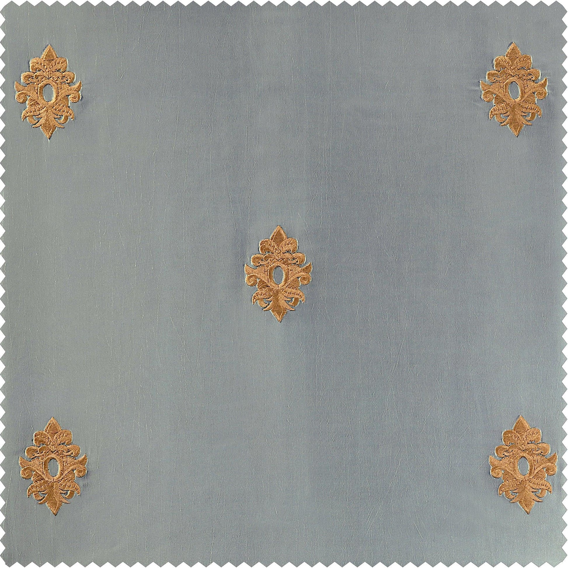 Trophy Grey & Gold Designer Embroidered Swatch - HalfPriceDrapes.com