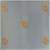 Trophy Grey & Gold Designer Embroidered Swatch - HalfPriceDrapes.com