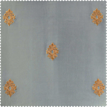 Trophy Grey & Gold Designer Embroidered Swatch - HalfPriceDrapes.com