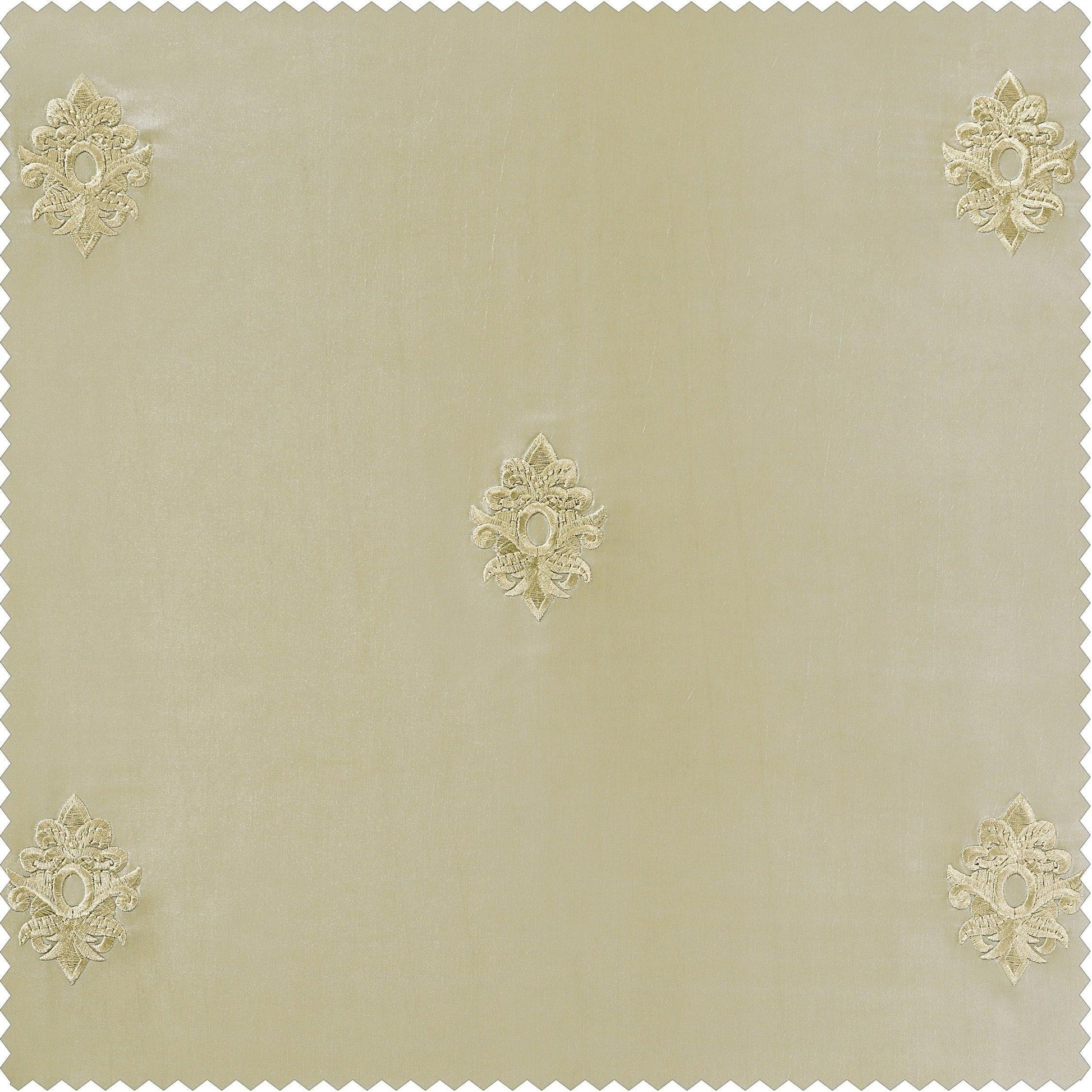 Trophy Cool Beige & Gold Designer Embroidered Swatch - HalfPriceDrapes.com