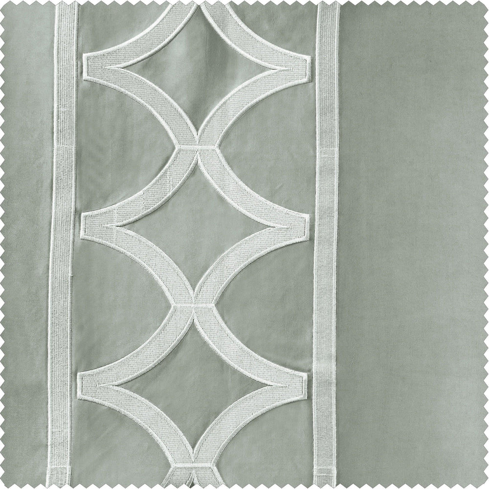 Espalier Sterling Grey Designer Embroidered Swatch - HalfPriceDrapes.com
