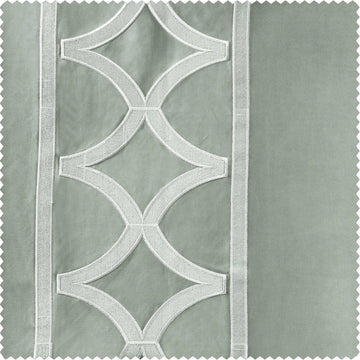 Espalier Sterling Grey Designer Embroidered Swatch - HalfPriceDrapes.com