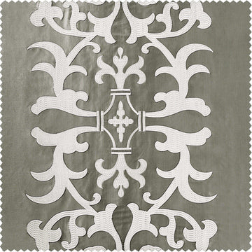 Renaissance Platinum Silver Designer Embroidered Swatch - HalfPriceDrapes.com