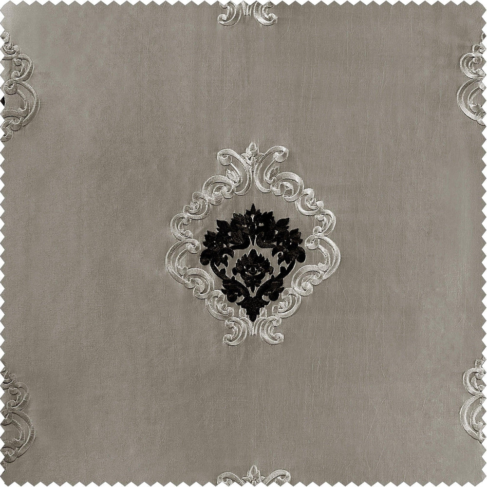 Elias Platinum Silver Designer Embroidered Swatch - HalfPriceDrapes.com