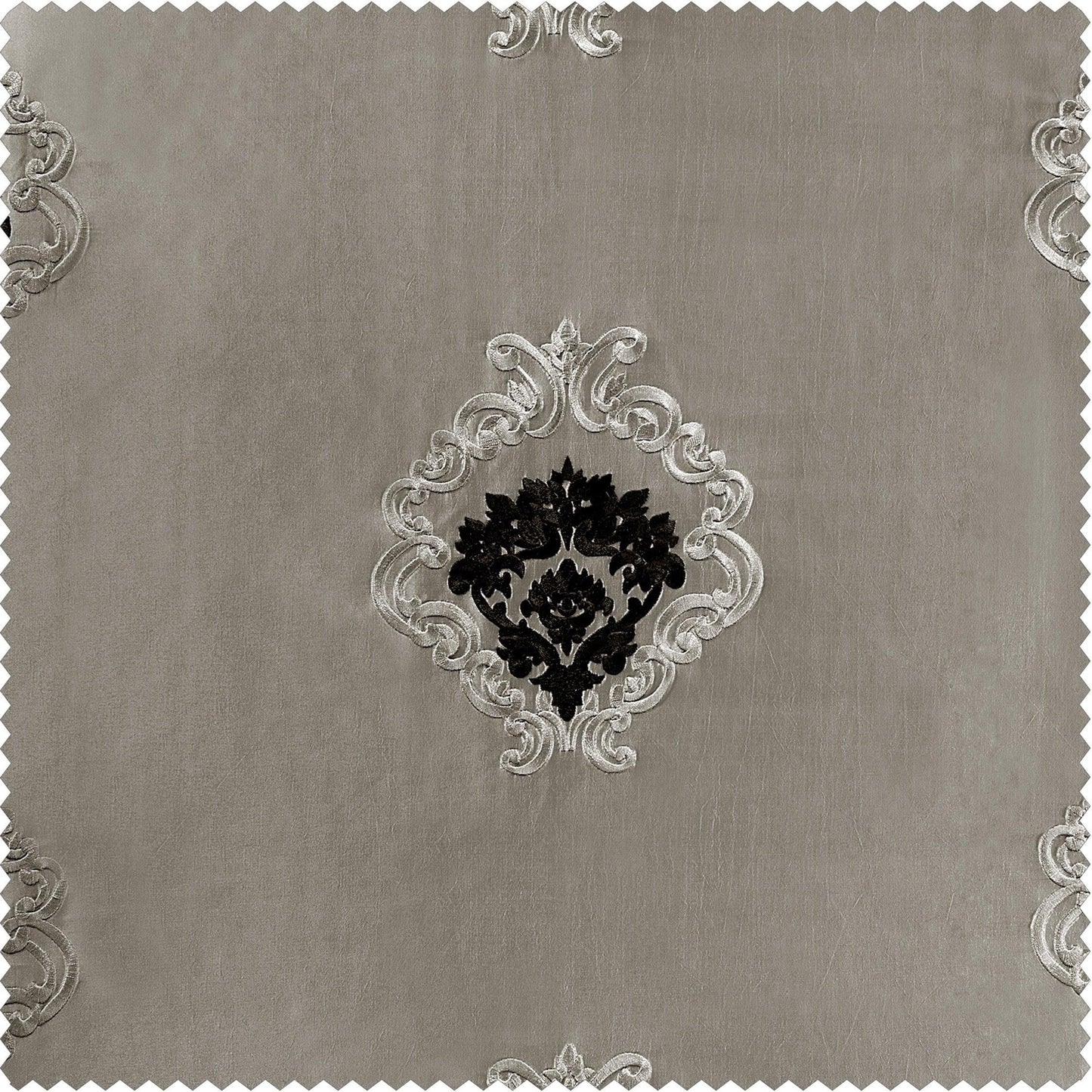 Elias Platinum Silver Designer Embroidered Swatch - HalfPriceDrapes.com