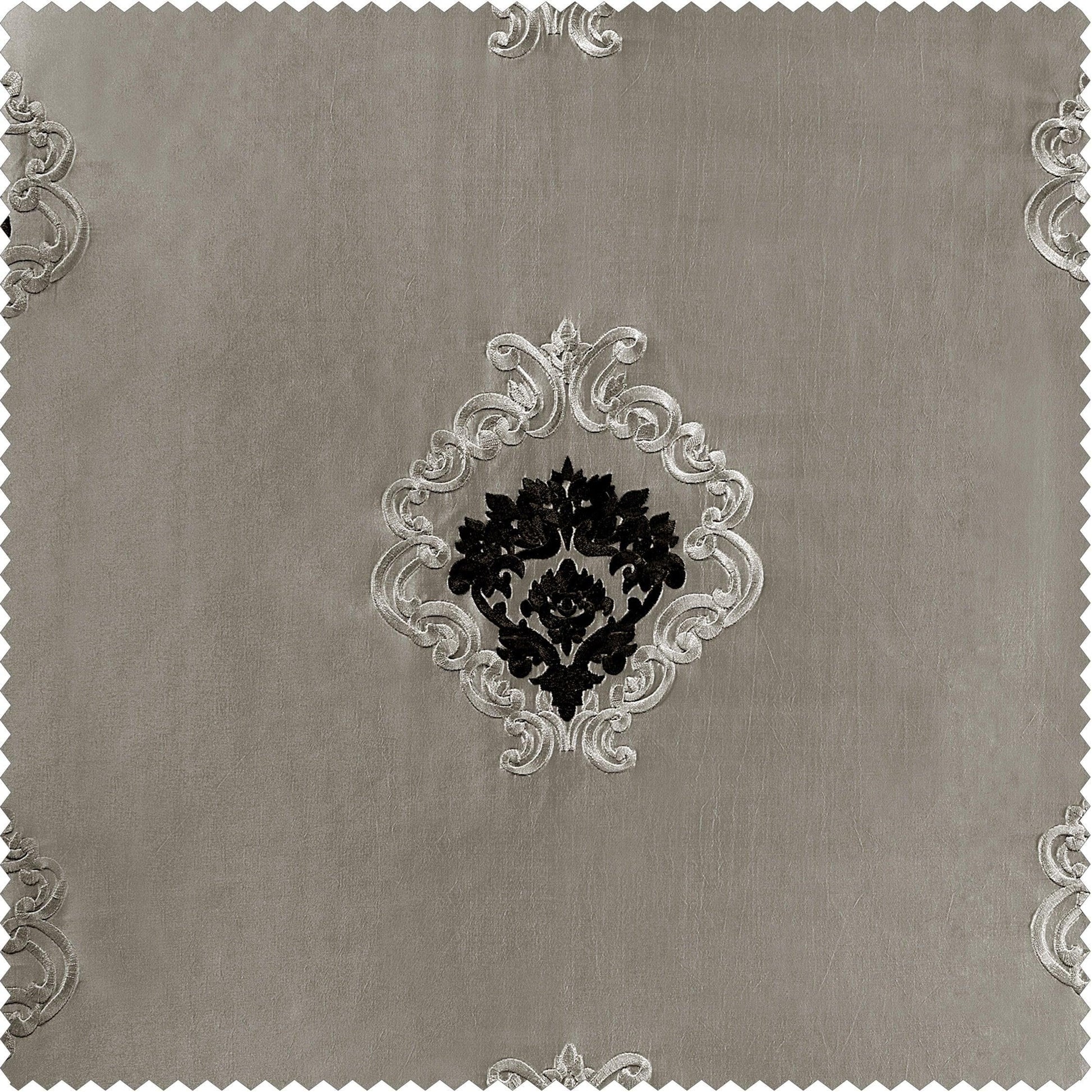 Elias Platinum Silver Designer Embroidered Swatch - HalfPriceDrapes.com