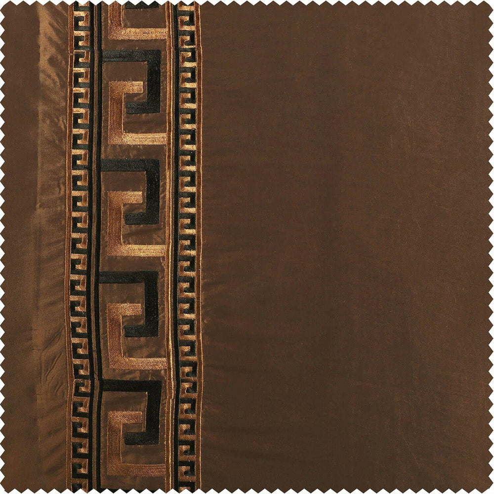 Greco Copper Brown Designer Embroidered Swatch - HalfPriceDrapes.com