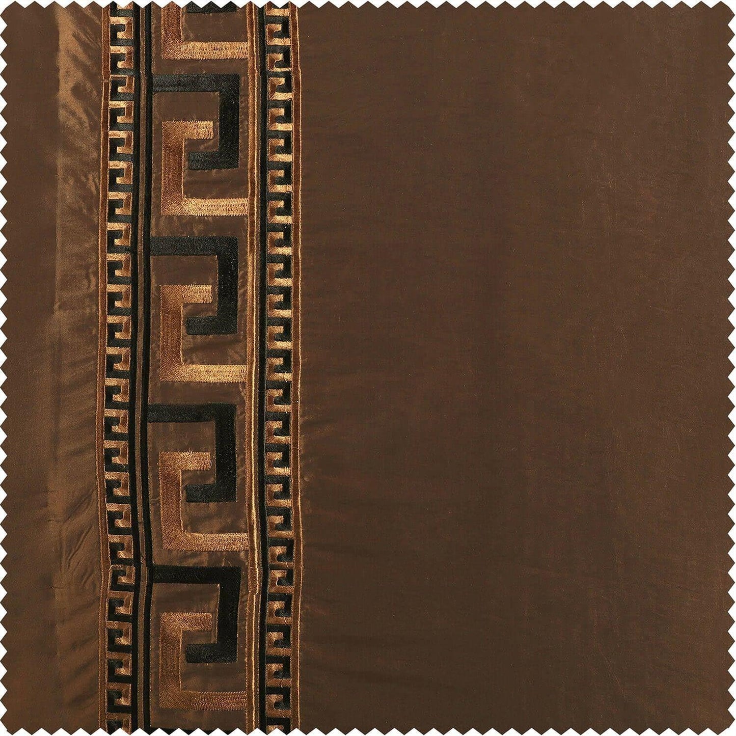 Greco Copper Brown Designer Embroidered Swatch - HalfPriceDrapes.com