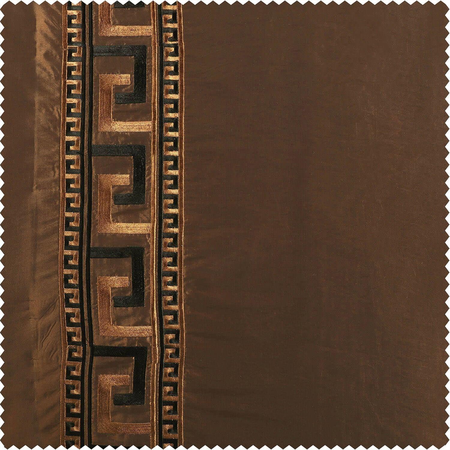 Greco Copper Brown Designer Embroidered Swatch - HalfPriceDrapes.com