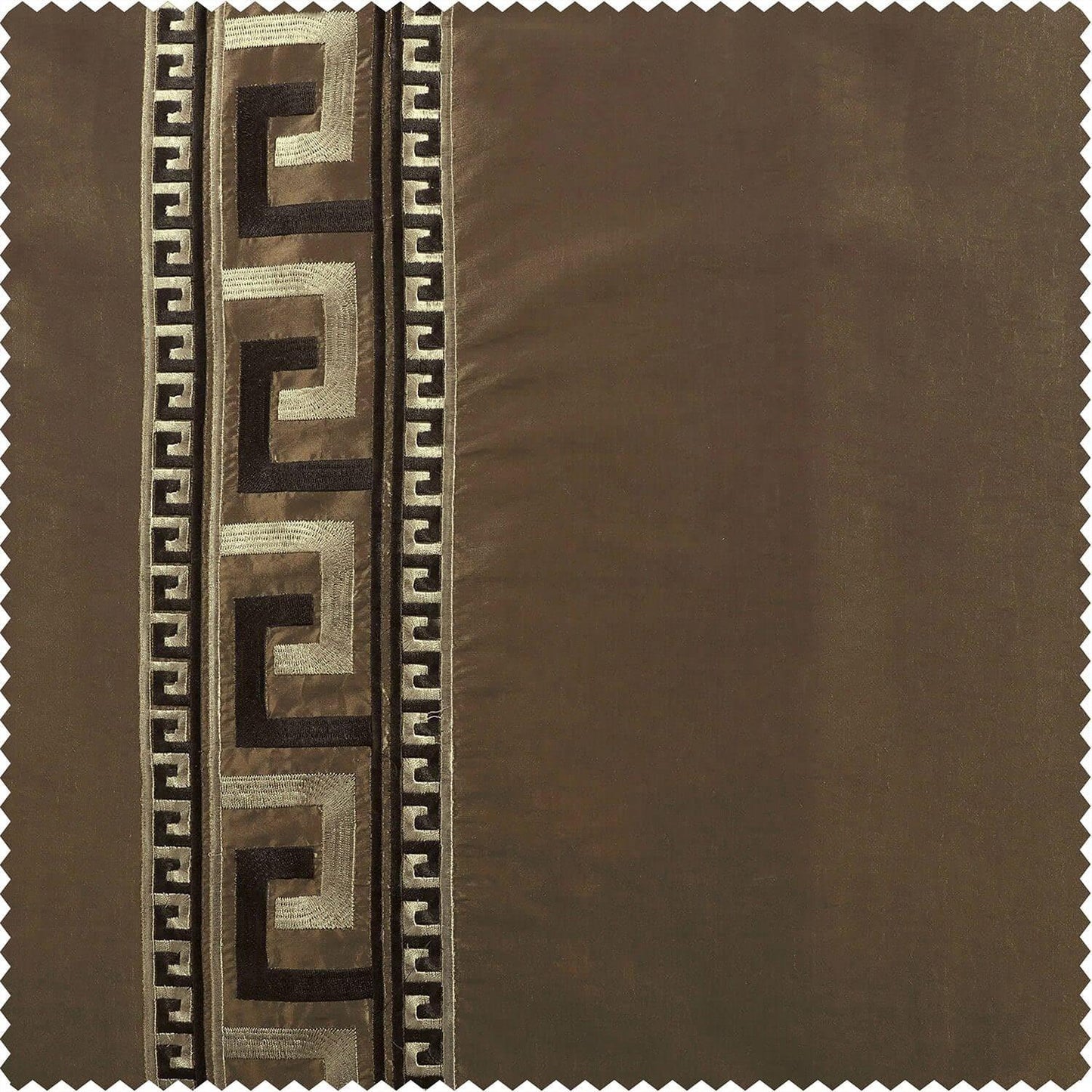 Greco Mushroom Taupe Designer Embroidered Swatch - HalfPriceDrapes.com