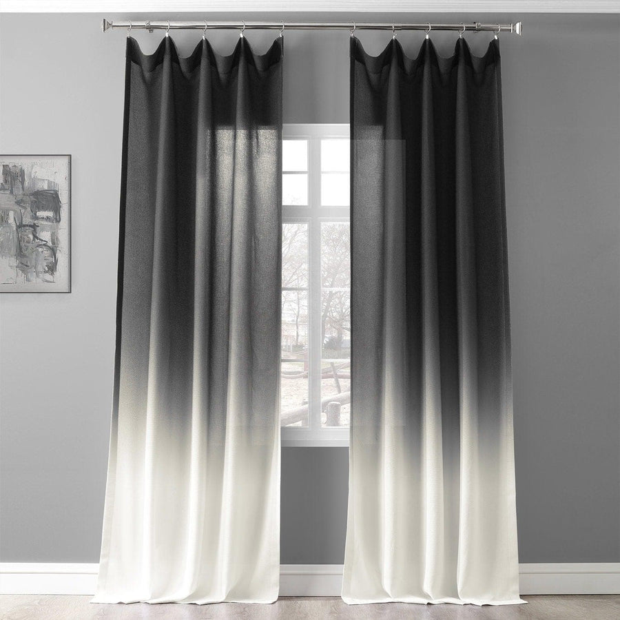 Black Ombre Faux Linen Curtain