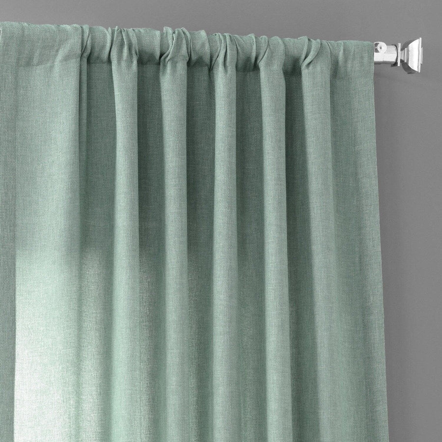 Bayside Aqua Faux Linen Curtain