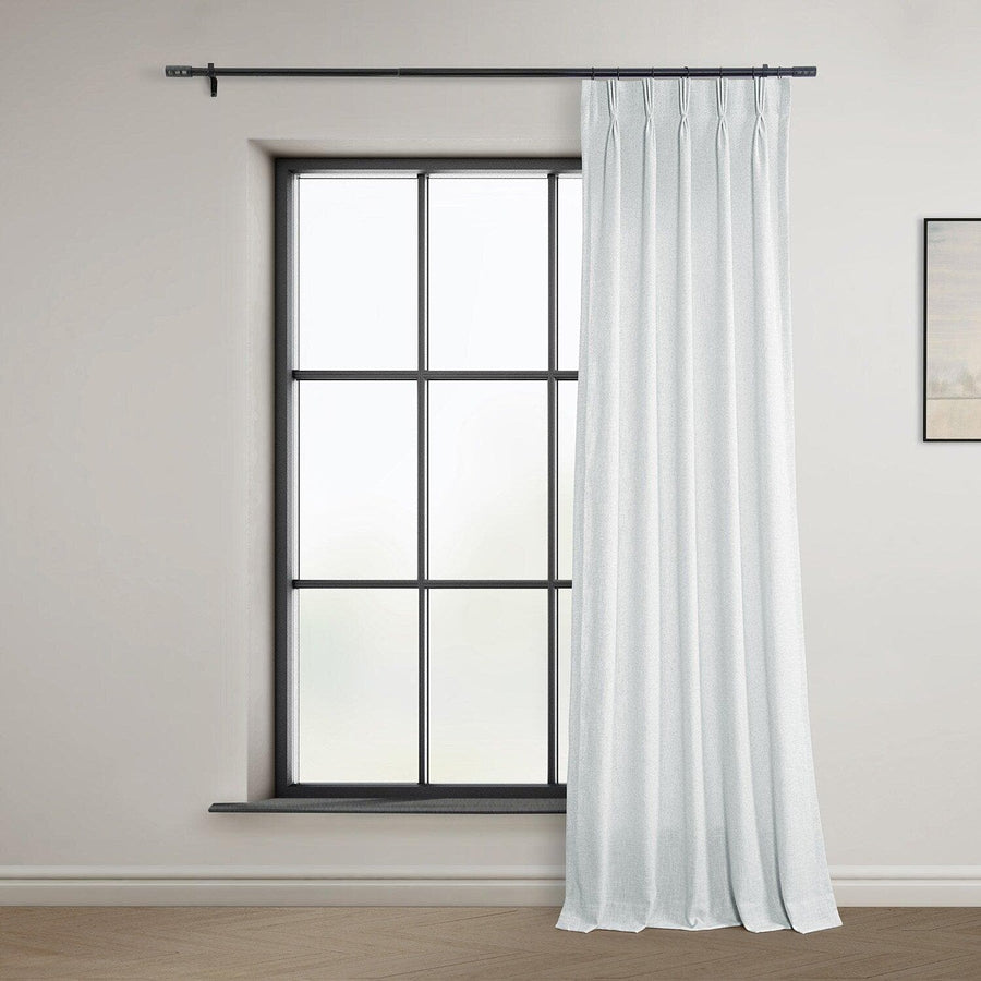 Rice White French Pleat Heavy Faux Linen Curtain