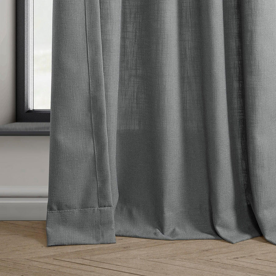 Pewter Grey French Pleat Heavy Faux Linen Curtain