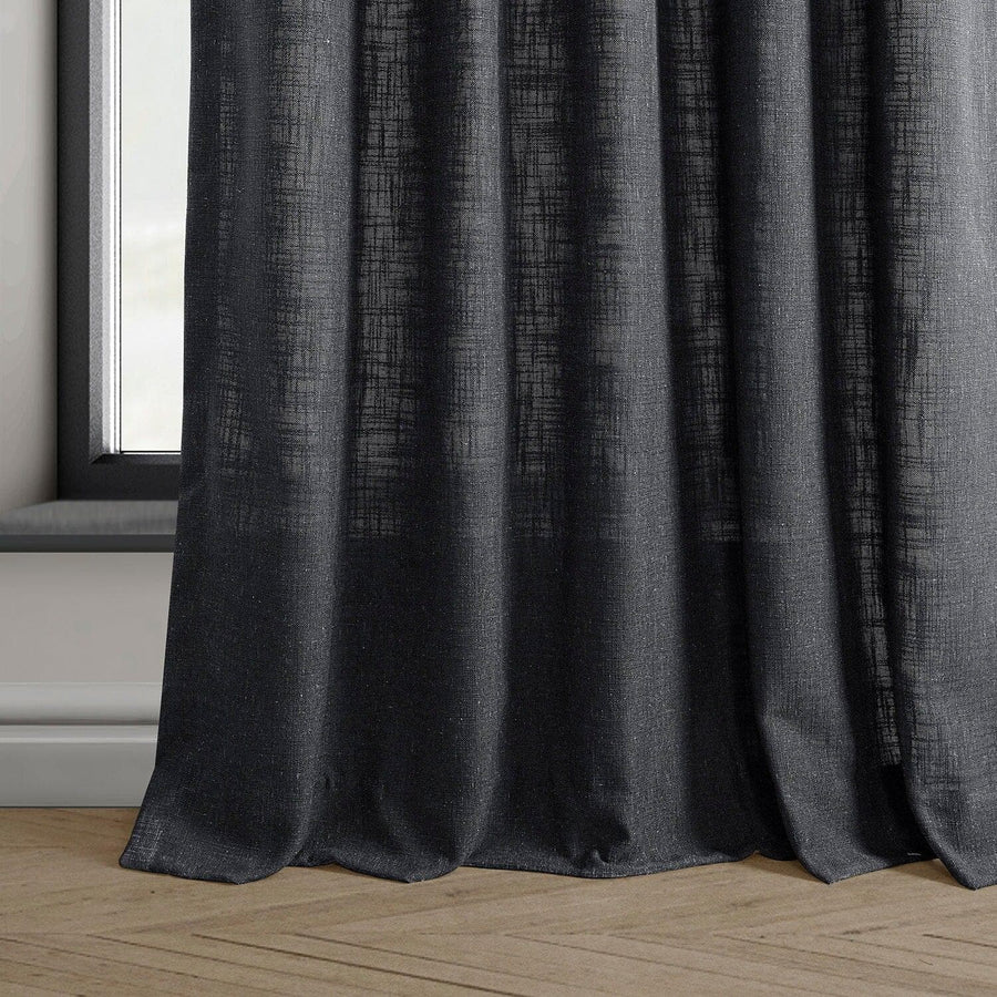 Slate Grey French Pleat Heavy Faux Linen Curtain