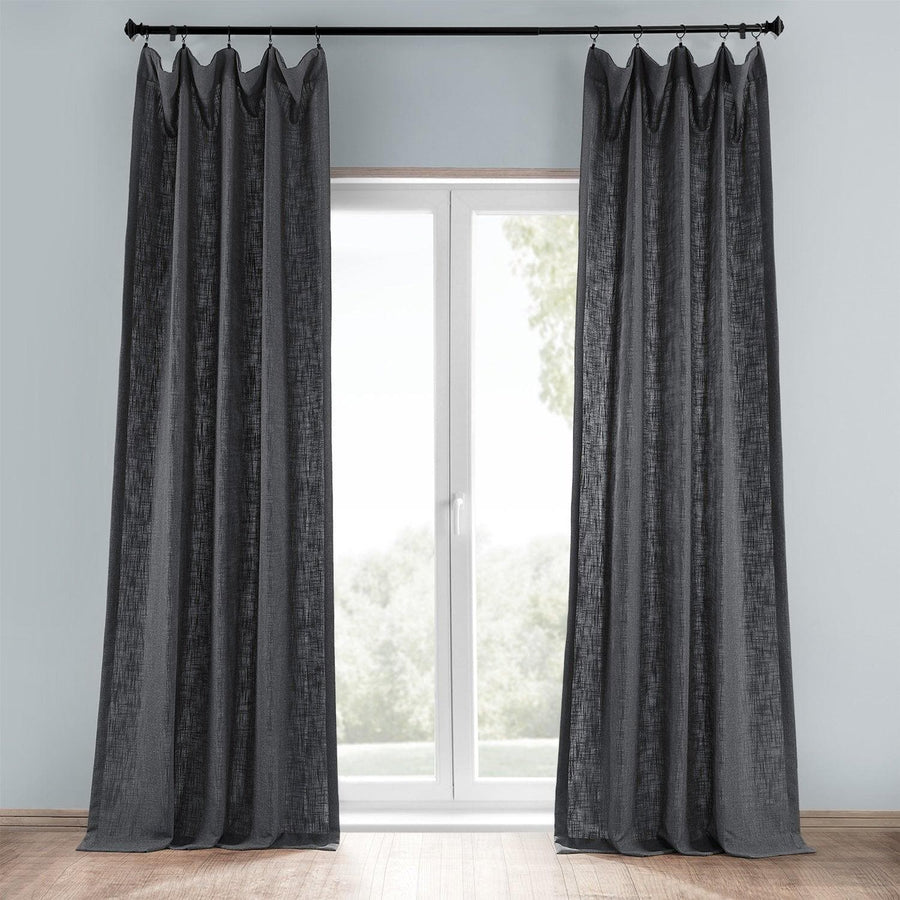 Slate Grey Heavy Faux Linen Curtain