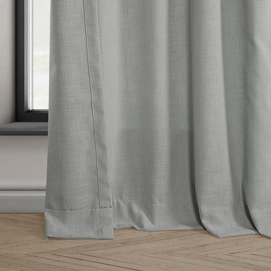 Ash Grey French Pleat Heavy Faux Linen Curtain