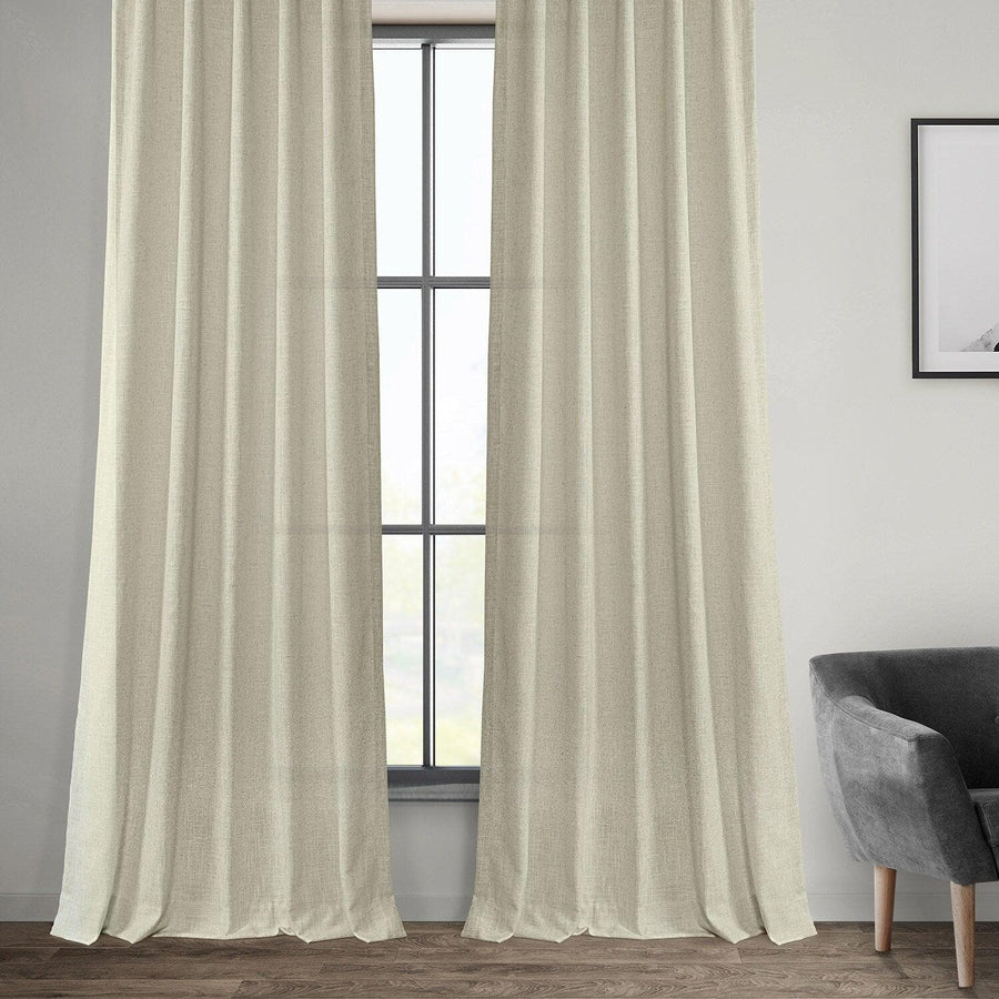 Malted Cream French Pleat Heavy Faux Linen Curtain