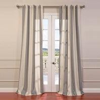 Del Mar Grey Striped Linen Blend Curtain