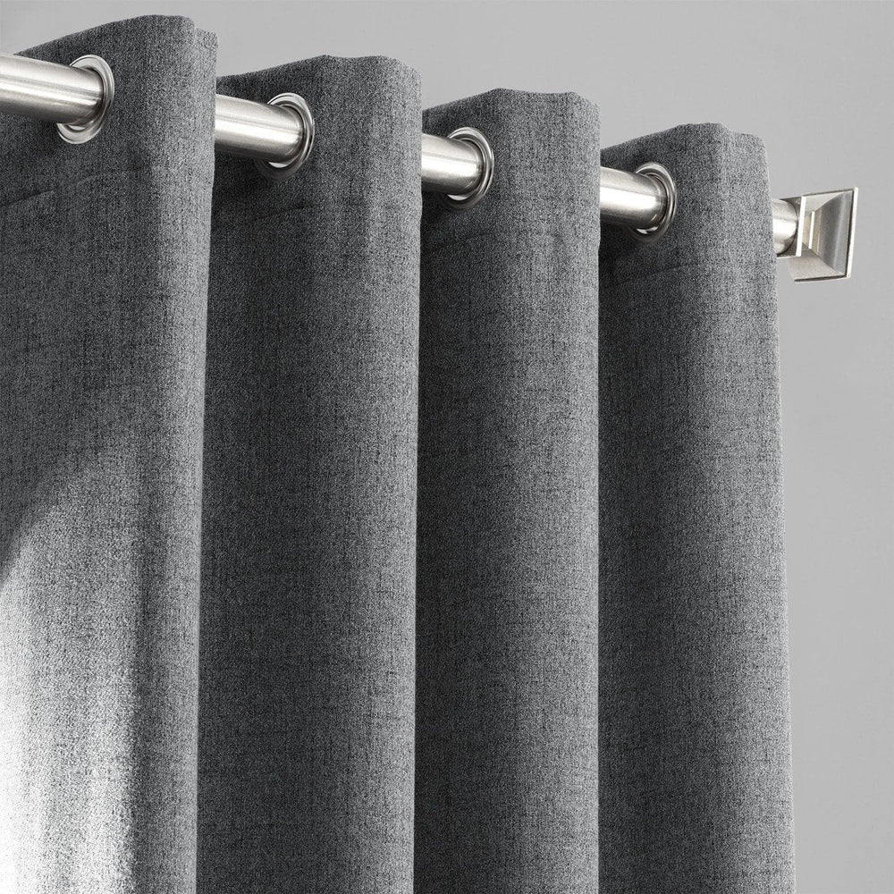 Modern Grey Grommet Heathered Woolen Weave Curtain