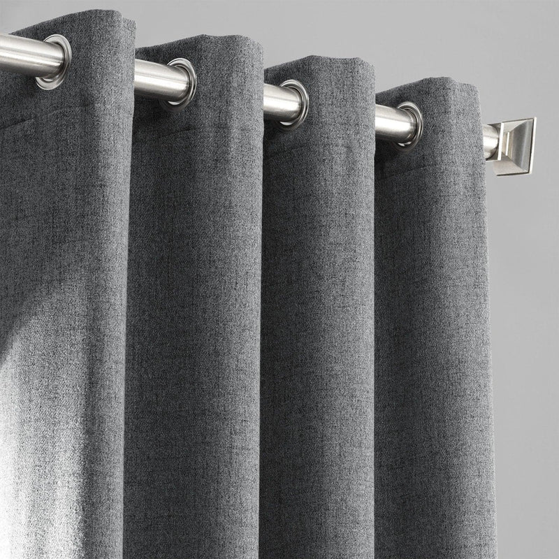 Modern Grey Grommet Heathered Woolen Weave Curtain