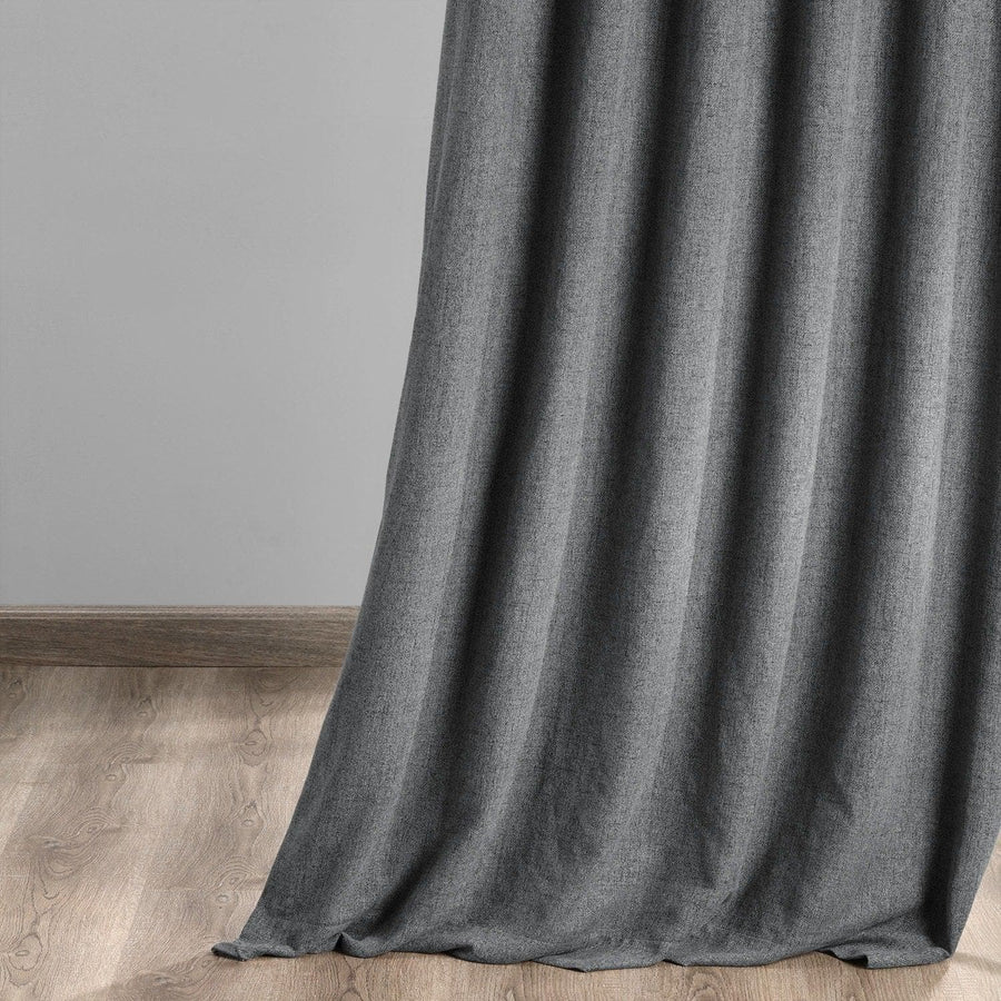 Modern Grey Grommet Heathered Woolen Weave Curtain