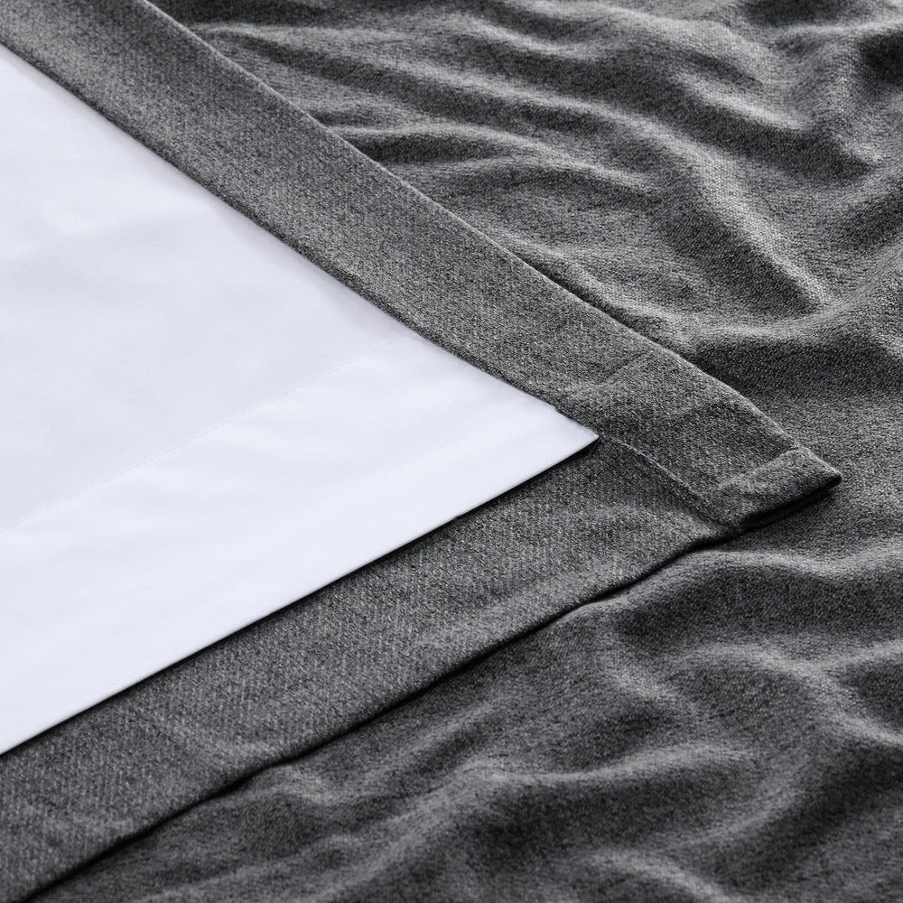 Modern Grey Grommet Heathered Woolen Weave Curtain