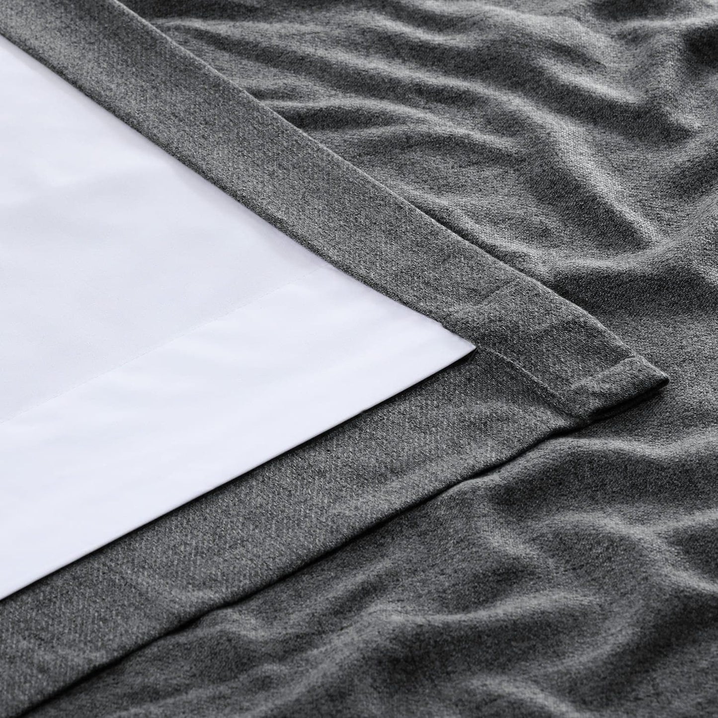 Modern Grey Grommet Heathered Woolen Weave Curtain