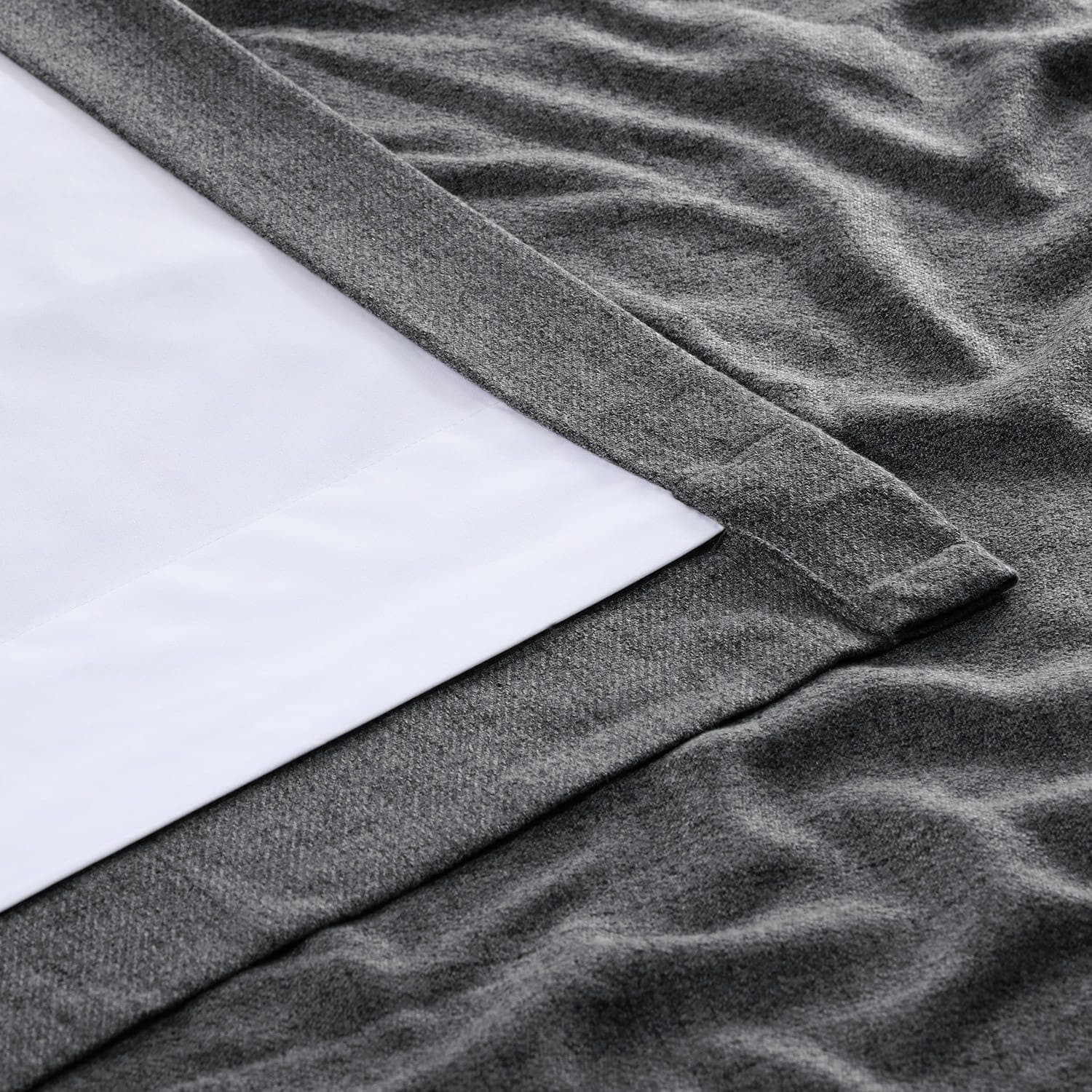 Modern Grey Grommet Heathered Woolen Weave Curtain