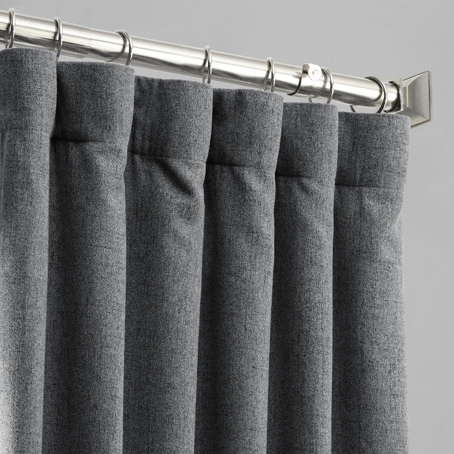 Modern Grey Heathered Woolen Weave Curtain