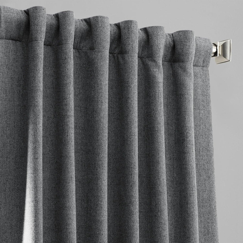 Modern Grey Heathered Woolen Weave Curtain