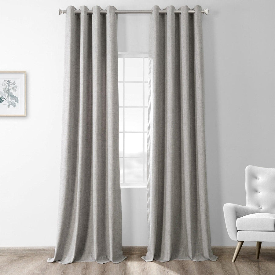 Steely Grey Grommet Heathered Woolen Weave Curtain