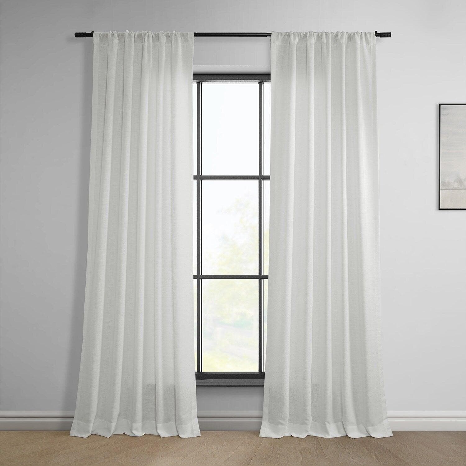 White Classic Faux Linen Curtain