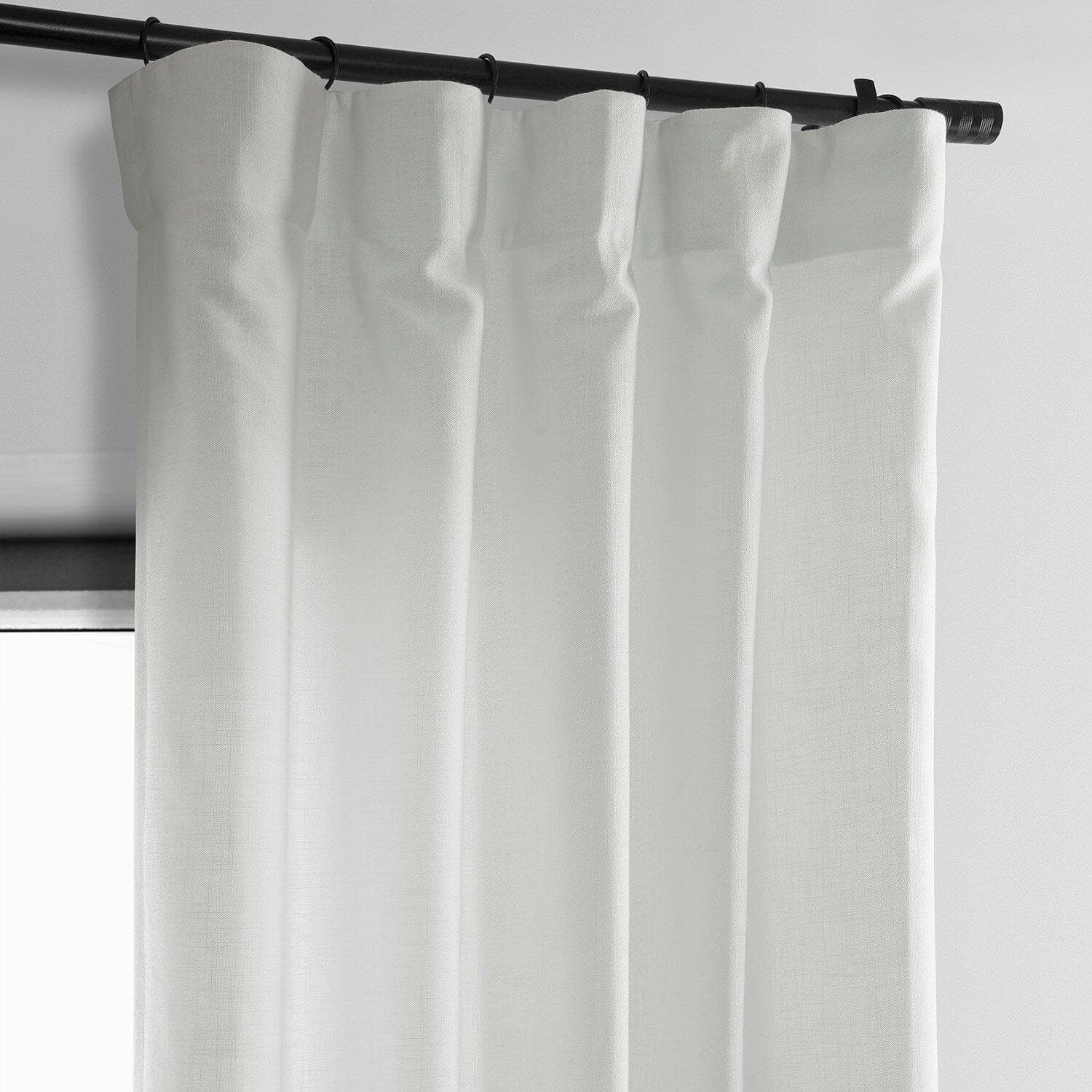 White Classic Faux Linen Curtain