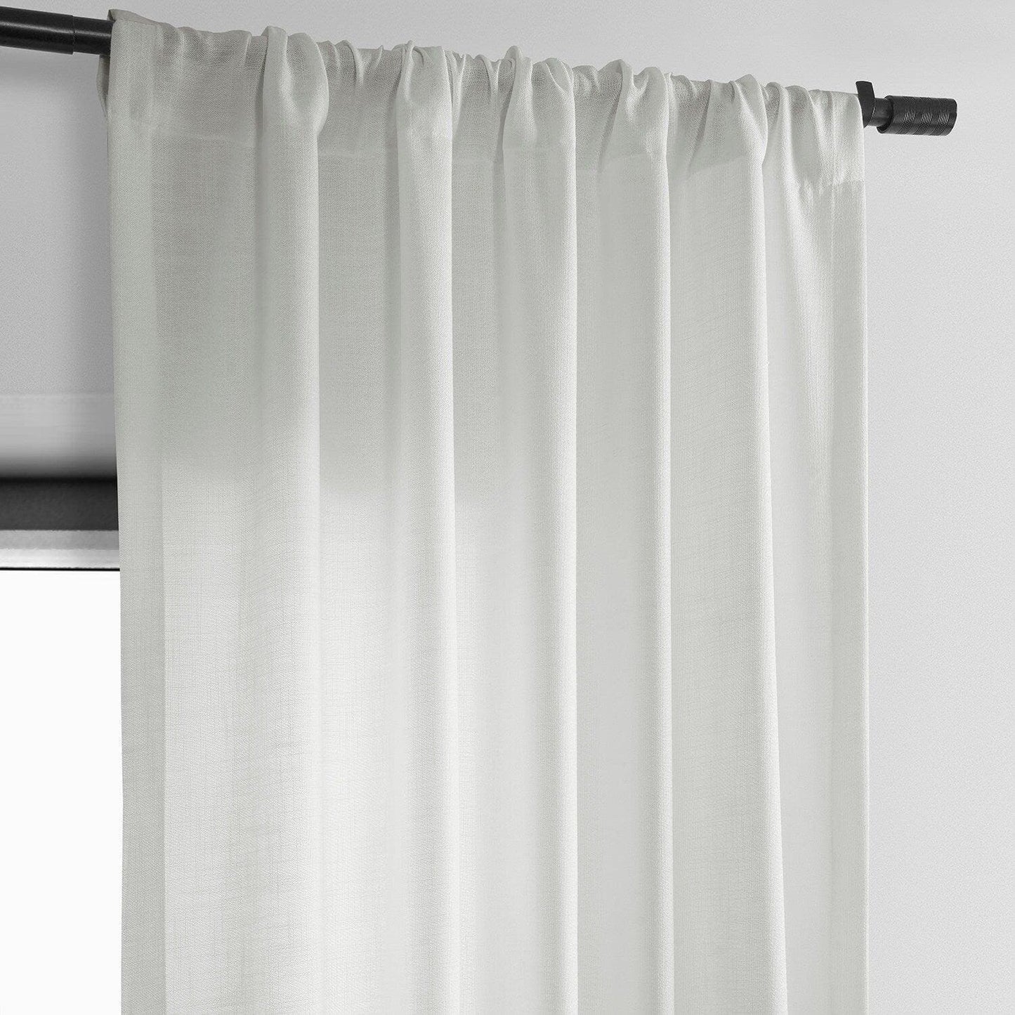 White Classic Faux Linen Curtain