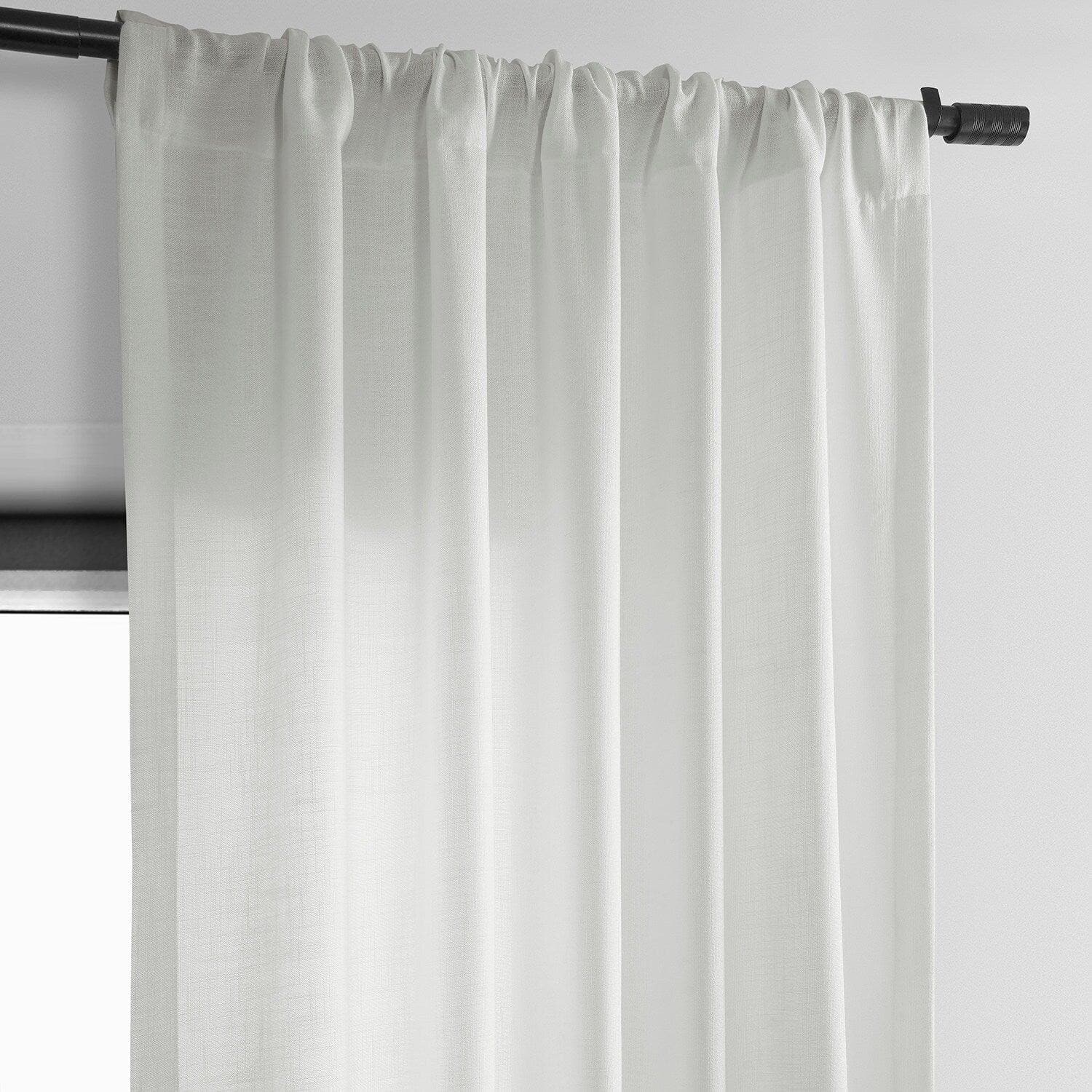 White Classic Faux Linen Curtain