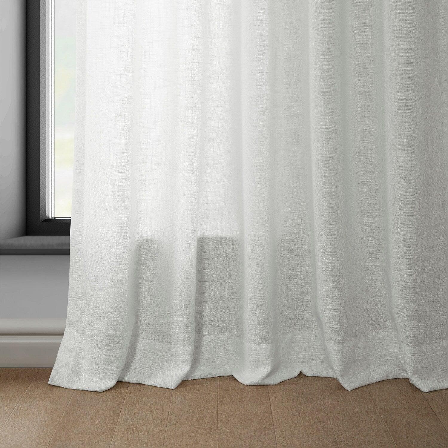 White Classic Faux Linen Curtain